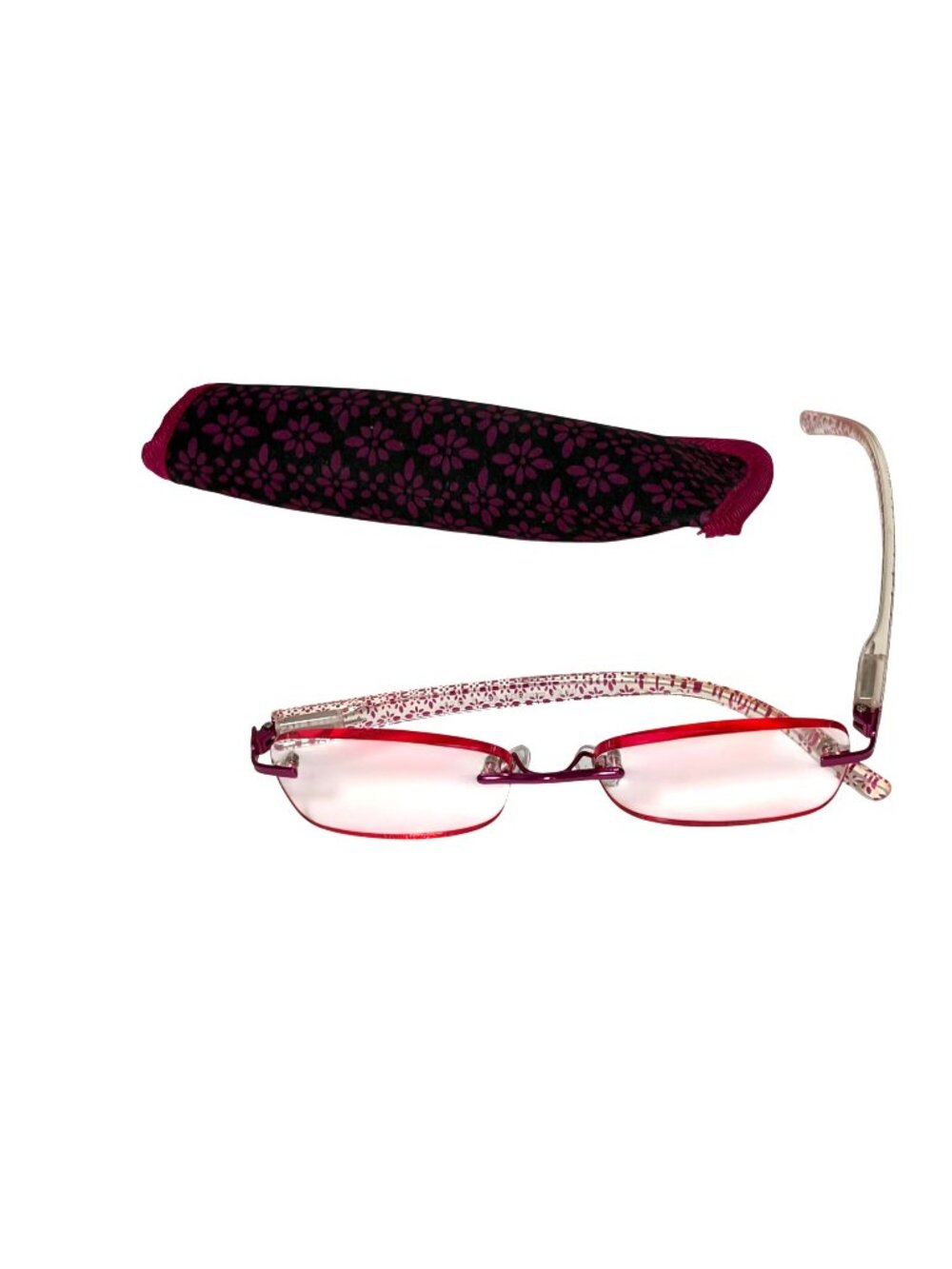 Foster Grant Daniella Pink Floral Reader glasses 2.00 Pink With Pink floral side